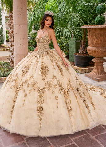 Vestido de quinceanera sem mangas com espartilho, de Rachel Allan RQ2202