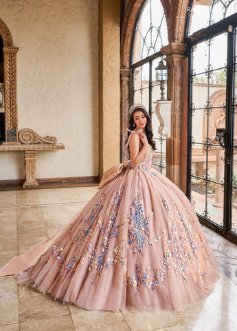 Ärmelloses Quinceanera-Kleid mit Schleife von Rachel Allan RQ2203