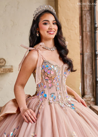 Ärmelloses Quinceanera-Kleid mit Schleife von Rachel Allan RQ2203