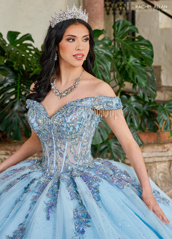 Vestido de quinceanera ombro a ombro, de Rachel Allan RQ2205