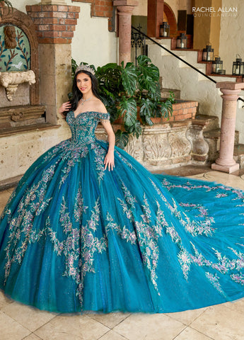 Vestido de quinceanera ombro a ombro, de Rachel Allan RQ2205