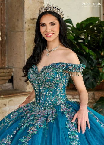 Vestido de quinceanera ombro a ombro, de Rachel Allan RQ2205