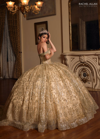 Vestido de quinceanera ombro a ombro, de Rachel Allan RQ2212