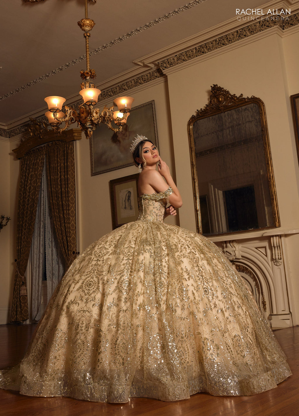 Vestido de quinceanera ombro a ombro, de Rachel Allan RQ2212