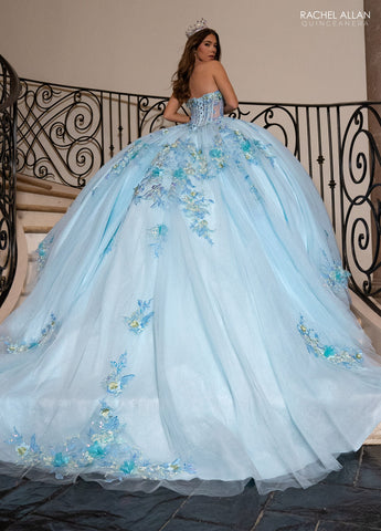 Quinceanera-Kleid mit Cape-Ärmeln von Rachel Allan RQ2216