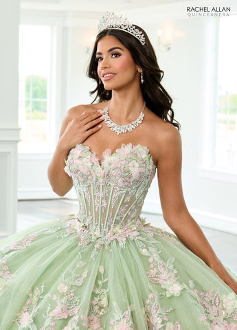 Quinceanera-Kleid mit Cape-Ärmeln von Rachel Allan RQ2216