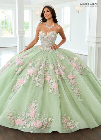 Quinceanera-Kleid mit Cape-Ärmeln von Rachel Allan RQ2216