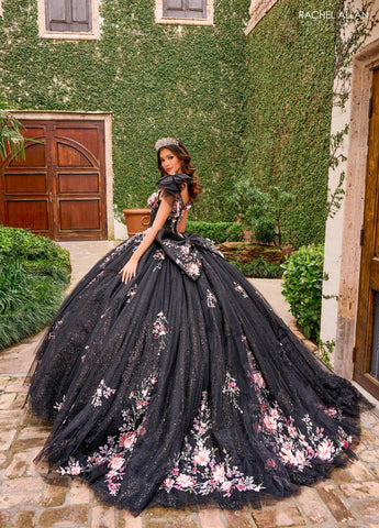 Ärmelloses Quinceanera-Kleid mit Blumenmuster von Rachel Allan RQ3132