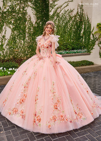 Ärmelloses Quinceanera-Kleid mit Blumenmuster von Rachel Allan RQ3132