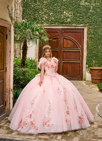 Ärmelloses Quinceanera-Kleid mit Blumenmuster von Rachel Allan RQ3132