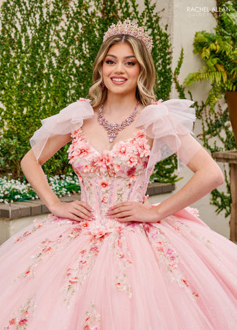 Ärmelloses Quinceanera-Kleid mit Blumenmuster von Rachel Allan RQ3132