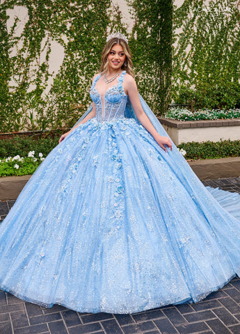 Vestido de festa de quinze anos sem alças com capa de Rachel Allan RQ3135