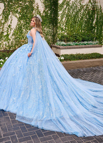 Vestido de festa de quinze anos sem alças com capa de Rachel Allan RQ3135