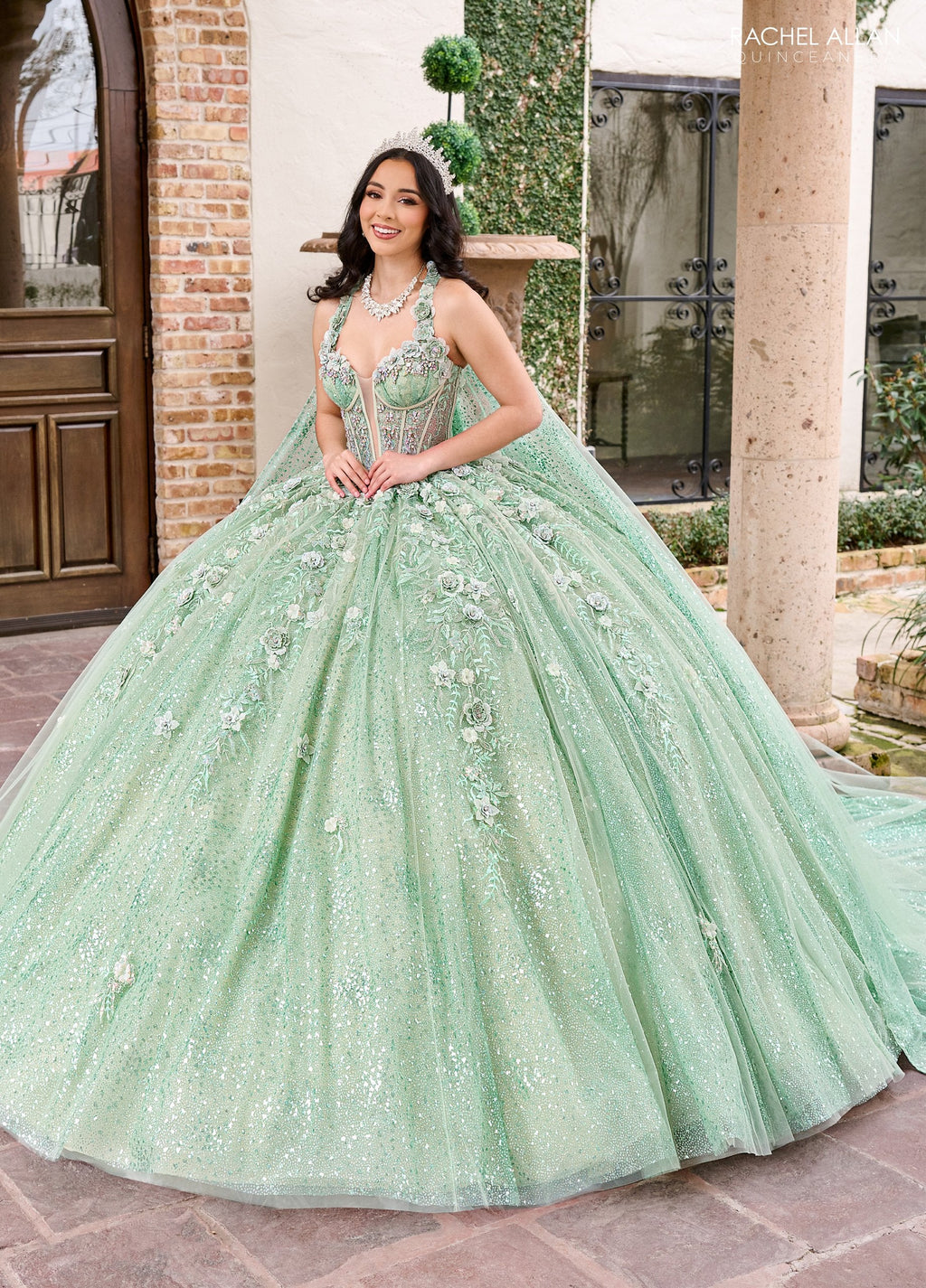Strapless Cape Quinceanera Dress by Rachel Allan RQ3135