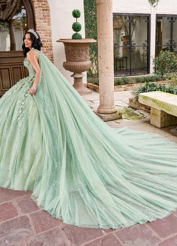 Vestido de festa de quinze anos sem alças com capa de Rachel Allan RQ3135