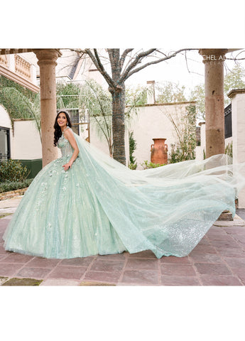 Vestido de festa de quinze anos sem alças com capa de Rachel Allan RQ3135
