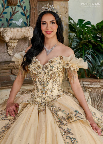 Vestido de quinceanera ombro a ombro, de Rachel Allan RQ3137