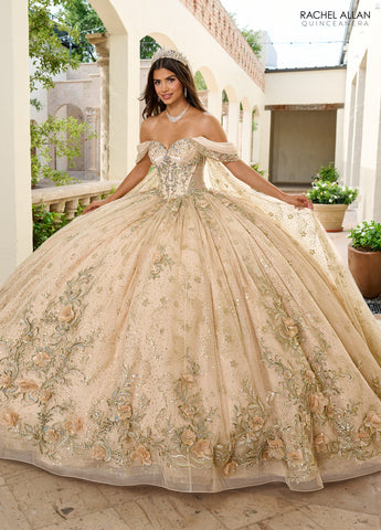 Quinceanera-Kleid mit Cape-Ärmeln von Rachel Allan RQ3146