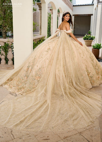 Quinceanera-Kleid mit Cape-Ärmeln von Rachel Allan RQ3146