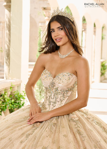 Quinceanera-Kleid mit Cape-Ärmeln von Rachel Allan RQ3146