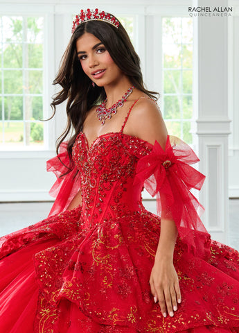 Schulterfreies Quinceanera-Kleid mit Schleife von Rachel Allan RQ3147