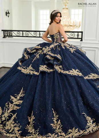 Vestido de quinceanera com mangas abalonadas, de Rachel Allan RQ3153
