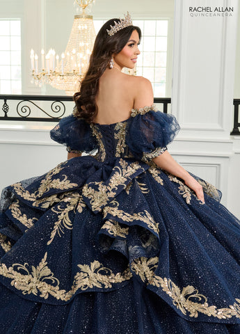 Vestido de quinceanera com mangas abalonadas, de Rachel Allan RQ3153
