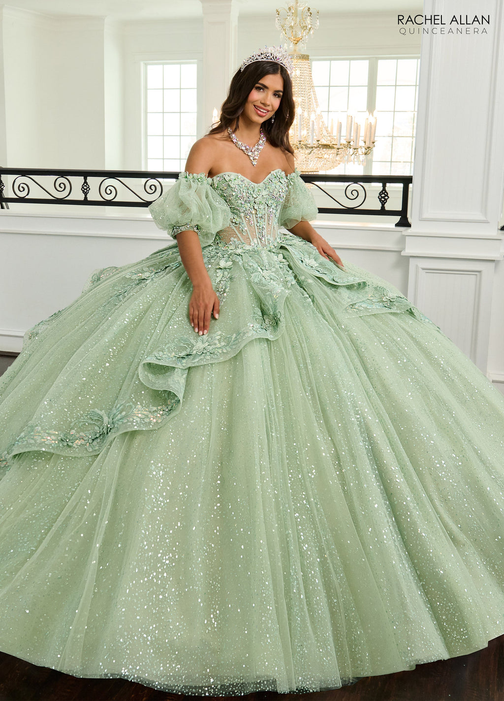 Puff Sleeve Quinceanera Dress by Rachel Allan RQ3153