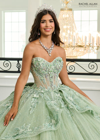 Vestido de quinceanera com mangas abalonadas, de Rachel Allan RQ3153