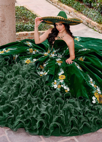 Quinceanera-Kleid aus geblümtem Samt von Rachel Allan RQ5005