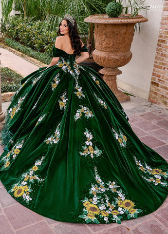 Quinceanera-Kleid aus geblümtem Samt von Rachel Allan RQ5005