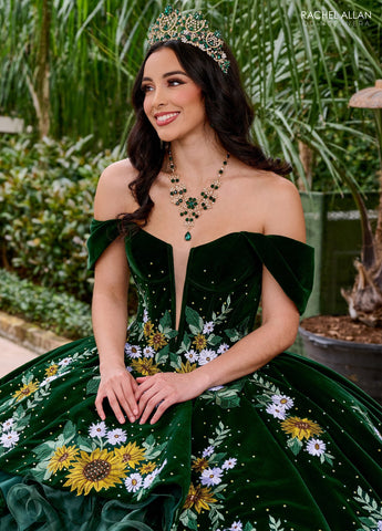 Quinceanera-Kleid aus geblümtem Samt von Rachel Allan RQ5005