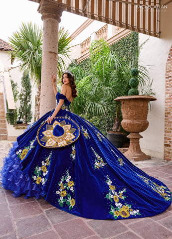 Quinceanera-Kleid aus geblümtem Samt von Rachel Allan RQ5005