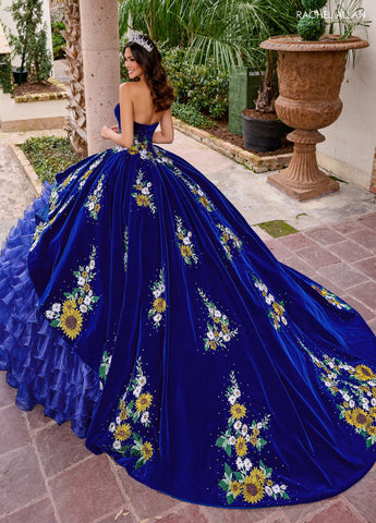 Quinceanera-Kleid aus geblümtem Samt von Rachel Allan RQ5005