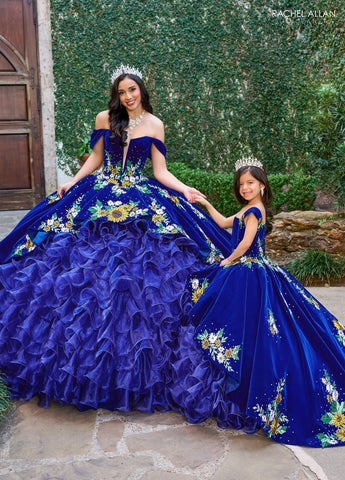 Quinceanera-Kleid aus geblümtem Samt von Rachel Allan RQ5005