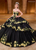 Trägerloses Quinceanera-Kleid mit Blumenmuster von Rachel Allan RQ5006
