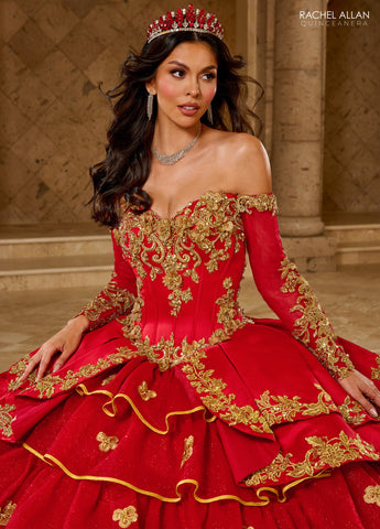 Gerüschtes Charro Quinceanera-Kleid von Rachel Allan RQ5012