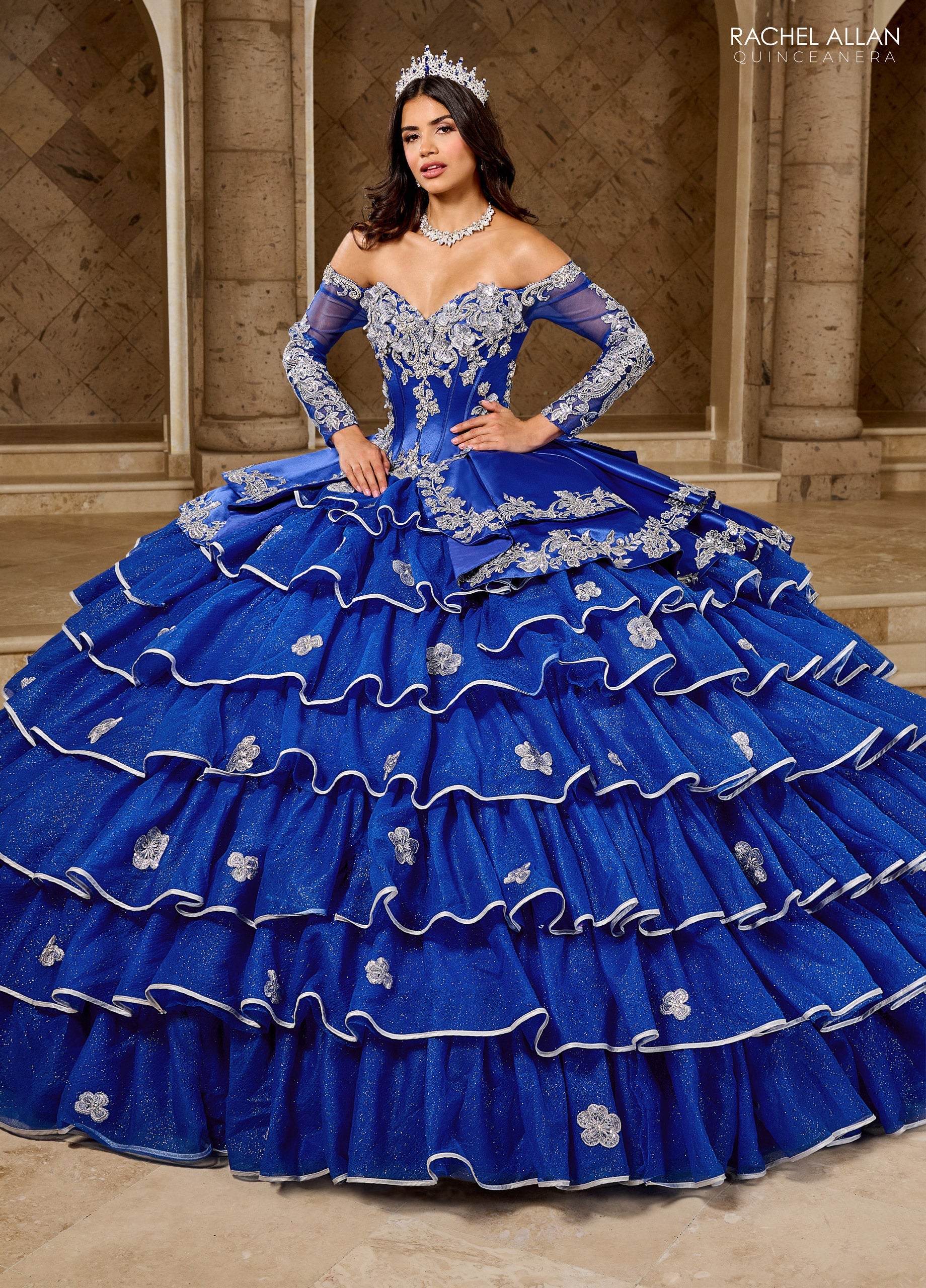 Ruffled Charro Quinceanera Dress by Rachel Allan RQ5012