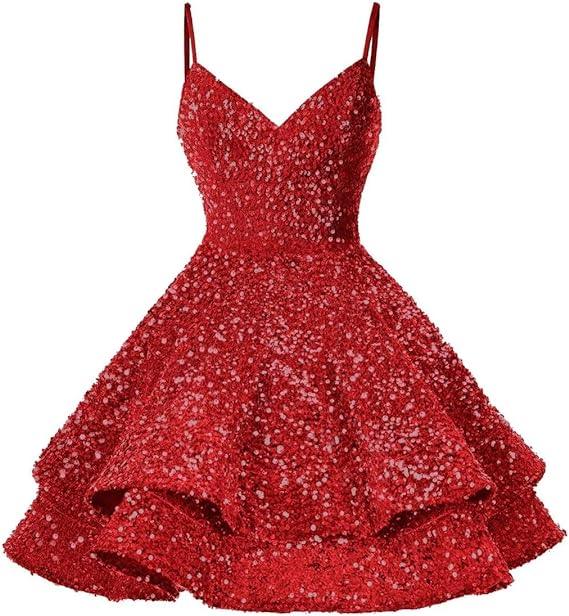 Pailletten Homecoming-Kleider für Teens Funkelnde Kurze Promkleider SYH87