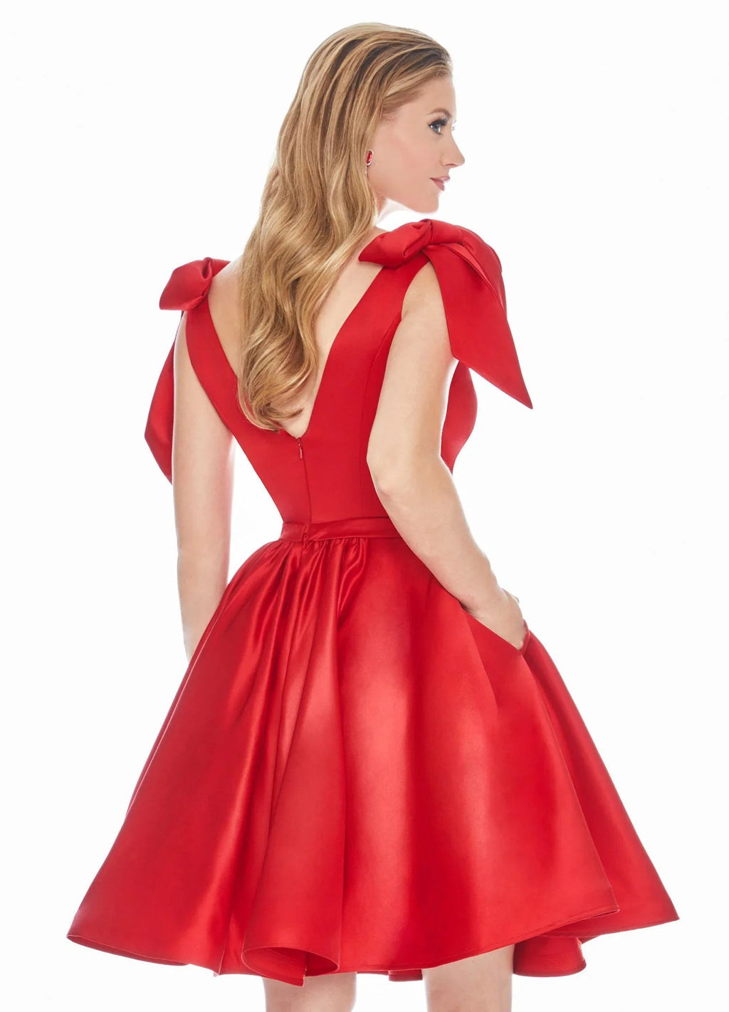 Vestido de Satén Amarillo para el Baile de Regreso a Casa de Longitud a la Rodilla SYH53