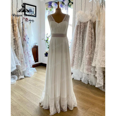 Robe Chic Ärmellose Spitze Chiffon Boho Bohemian Brautkleid für Frauen 2024 Brautkleid für Frauen vestido de novia NumberSea 