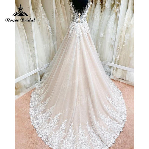 NumberSea Robe De Mariage Sans Doublure Corsage Fluide Ligne A Rose Timide Robe De Mariage Manches Capuchon Applique De Dentelle Sans Dos Robe De Soirée Mariage 2025