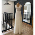 ثوب زواج مدني صيفي بأكمام كاب من الشيفون والدانتيل بوهو للعروس 2024 فستان زفاف للنساء robe de mariage