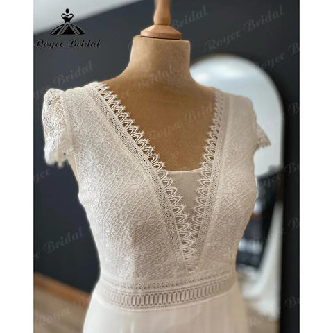 Robe Mariage Bürger Sommer Flügelärmeln Spitze Mieder Chiffon Boho Brautkleid für die Braut 2024 Frauen Brautkleid robe de mariage 