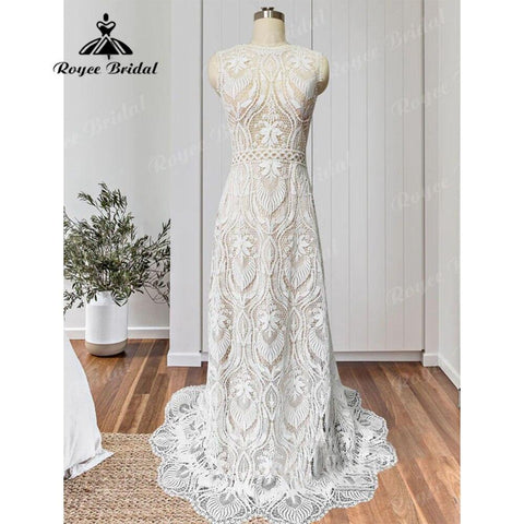 Robe Mariee Boho Spitze Bohemian Mermaid Brautkleid Open Back Strand Ärmellos 2025 Hochzeit Braut vestido de noiva Elegante