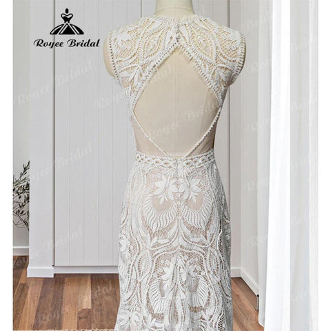 Robe Mariee Boho Spitze Bohemian Mermaid Brautkleid Open Back Strand Ärmellos 2025 Hochzeit Braut vestido de noiva Elegante