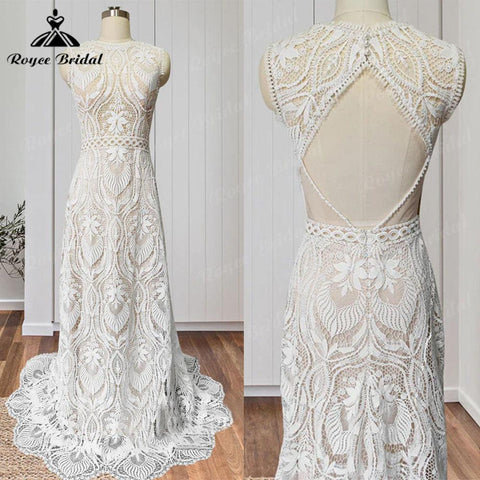 Robe Mariee Boho Spitze Bohemian Mermaid Brautkleid Open Back Strand Ärmellos 2025 Hochzeit Braut vestido de noiva Elegante