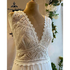 Robe Summer Lace Bodice Chiffon Boho V Neck Wedding Dress for Women 2024 Bridal Gown Custom Made vestido de novia NumberSea