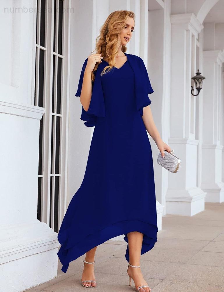 Vestidos de chiffon plus size para mãe da noiva com casaco e vestidos de cerimónia para casamento SEA28073 