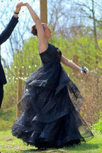 Royal Blue Sparkle Tulle V-Neck Multi-Layer Long Prom Dress PSK510